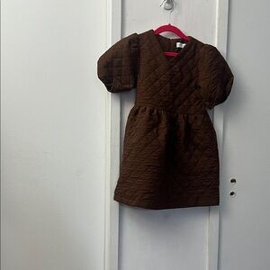 Zara Quilted Kids Dress in Deep Brown